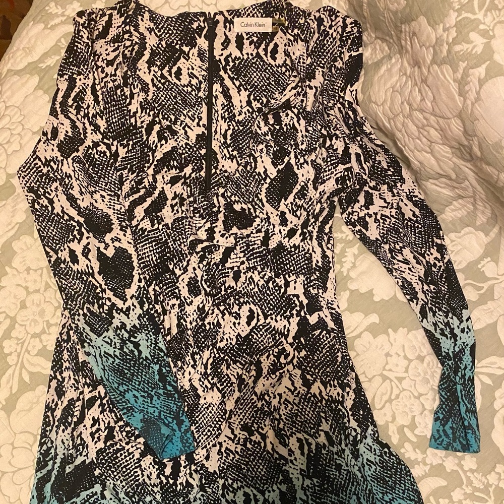 Calvin Klein faux wrap snake print dress